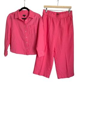 TALBOTS Hot Pink Linen Blend Coordinating Set size Medium Petite
